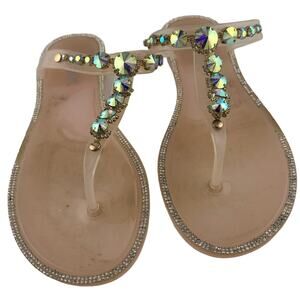 Anna Rhinestone Thong Sandal Size 9